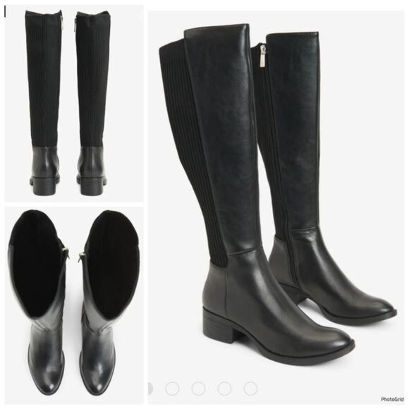 KENNET COLE LEVON LEATHER & RIB KNIT KNEE HIGH BOOTS 6.5 - Picture 3 of 12